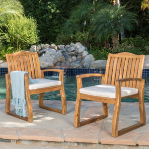 Burcham Patio Dining Chair with Cushion (Set of 2)