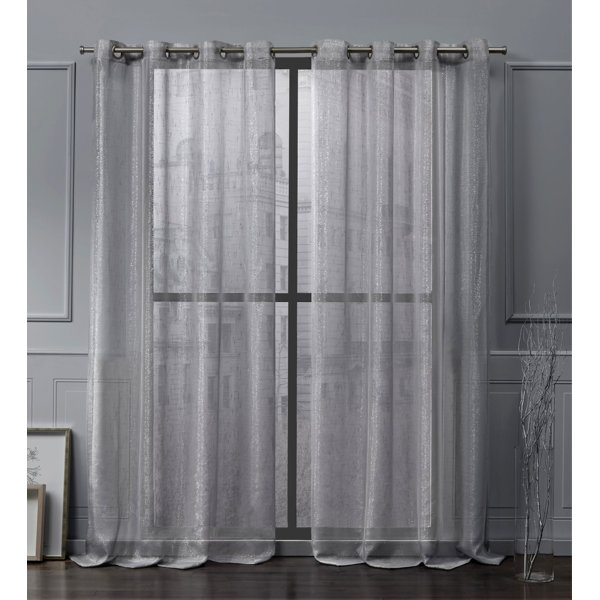 Nicole Miller Iceland Metallic Solid Color Sheer Grommet Curtains