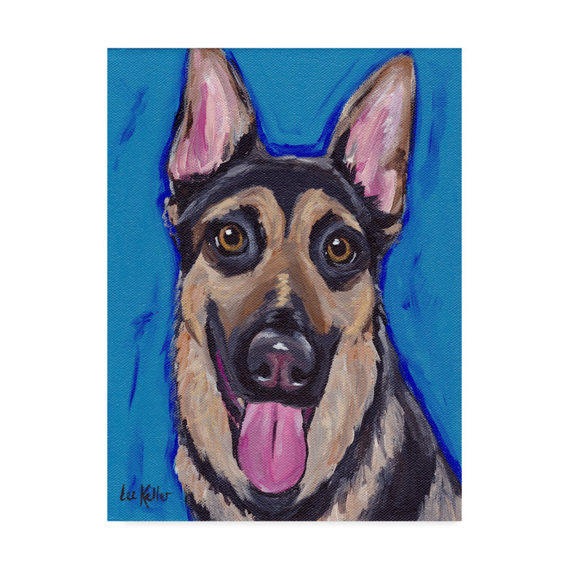 Winston Porter German Shepherd Expressive Blue 2 Acrylic Painting Print On Wrapped Canvas Wayfair