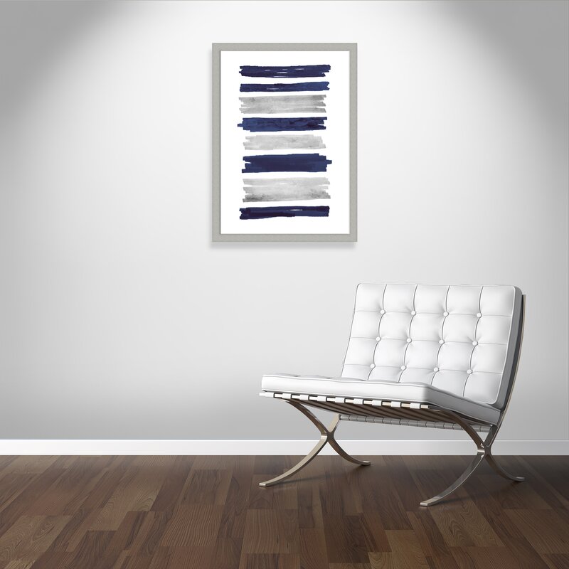 Wrought Studio Indigo Paint Streaks Framed Print Wayfair