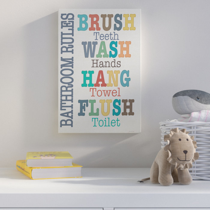 Harriet Bee Wall Plaque Colorful Bathroom Rules Textual Art Harriet Bee Wall Plaque Colorful