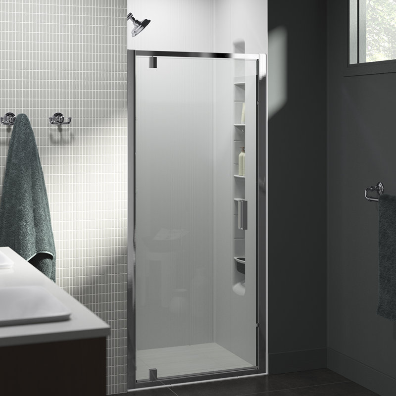 Kohler Torsion Pivot Shower Door Thick Crystal Clear Glass Reviews Wayfair