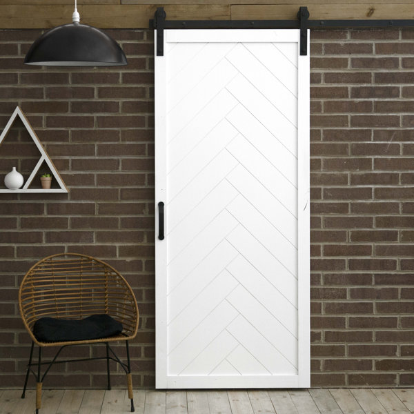 Herringbone Solid Panel Wood Slab Interior Barn Door by Dogberry Collections