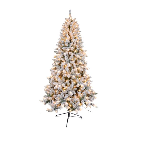 Burroughs Flocked 7.5 White Fir Artificial Christmas Tree with 450 Clear Lights by The Holiday Aisle
