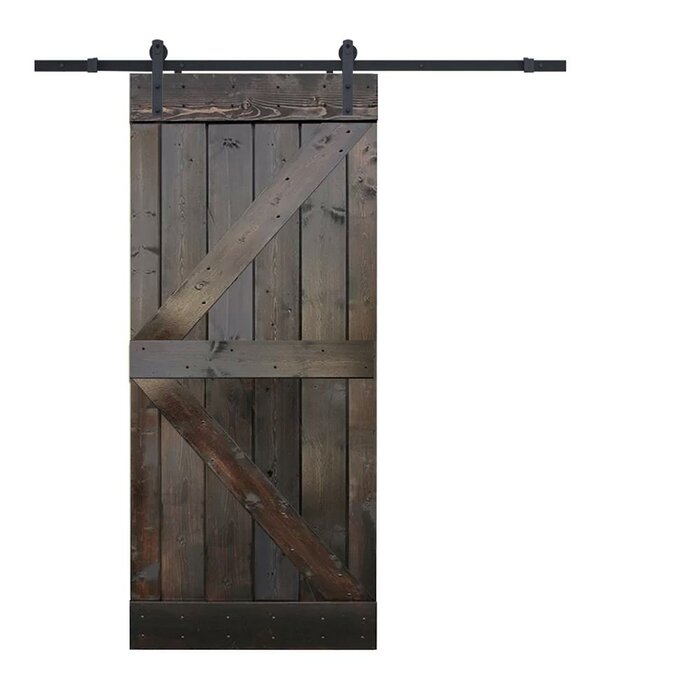 Paneled Wood Primed Knotty Pine Solid Interior Diy Slab Barn Door With Installation Hardware Kit