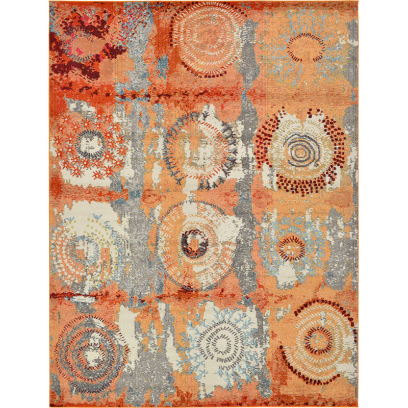 World Menagerie Hayes Abstract Orange Area Rug & Reviews Wayfair