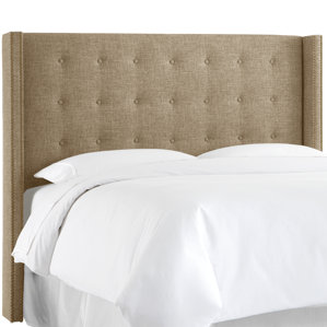 Nail Button Upholstered Wingback Headboard by Skyline Furniture