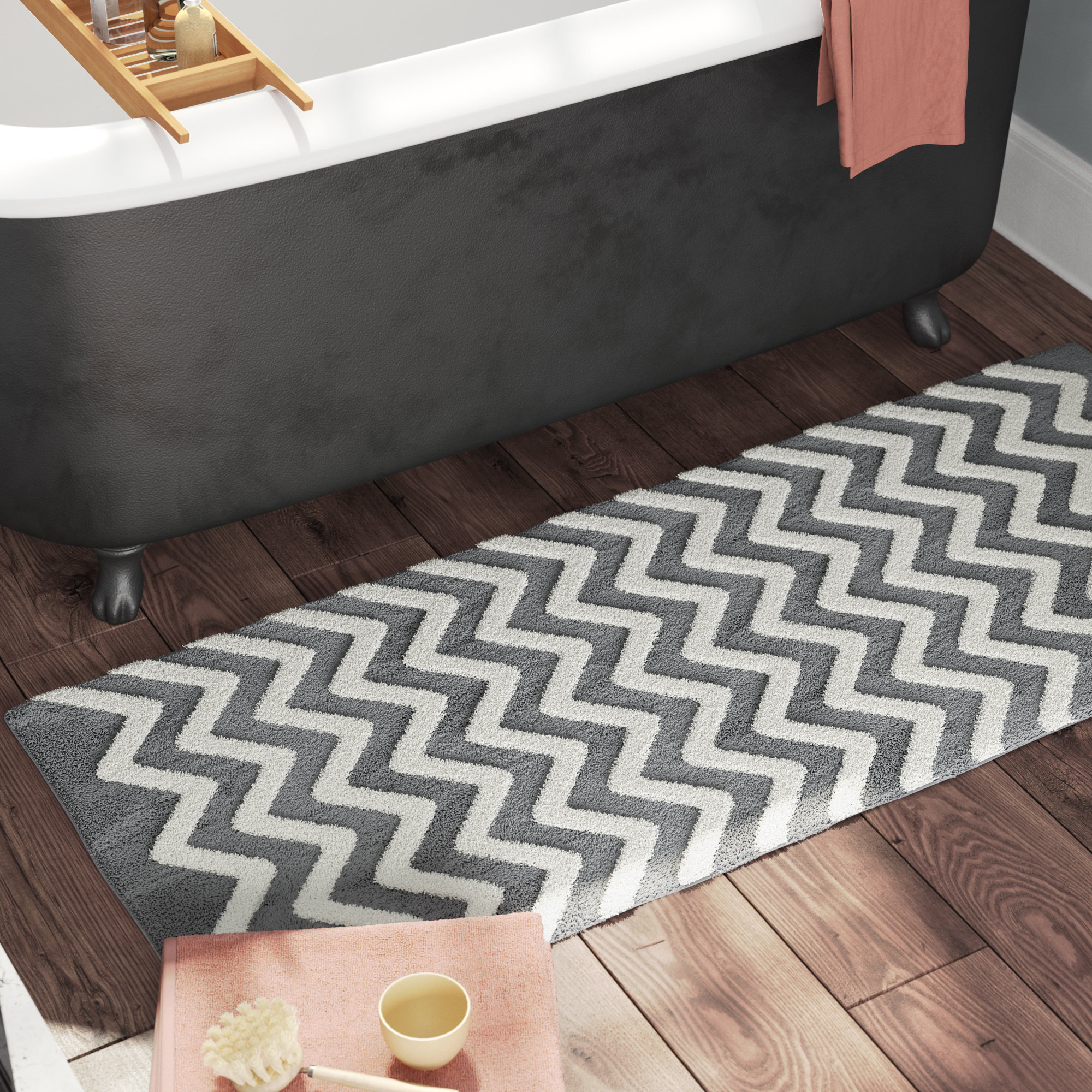 The Twillery Co Doyle Multiple 100 Cotton Non Slip Chevron Bath Twillery Co Doyle Multiple 100 Cotton