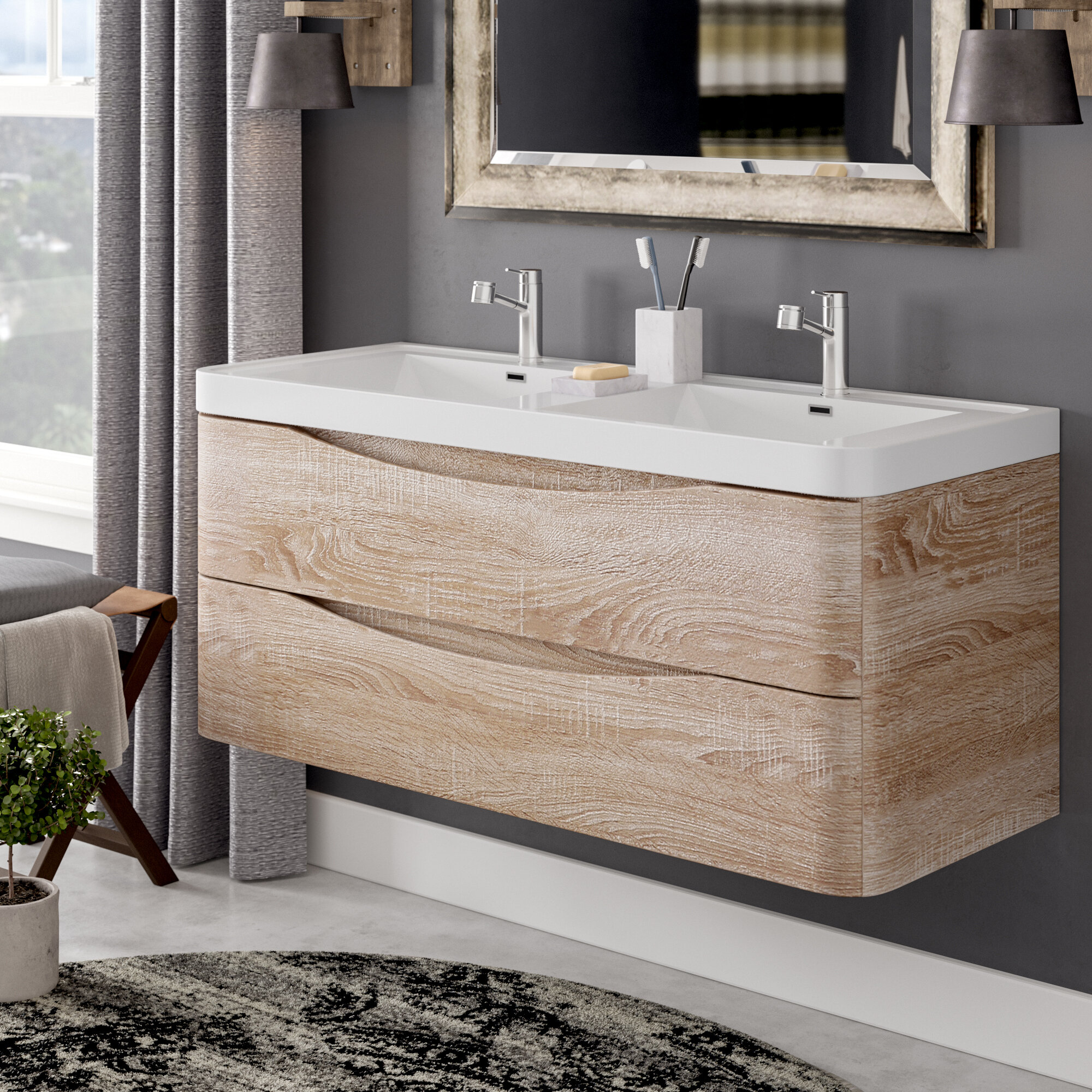 Union Rustic Corso Modern 48 Double Bathroom Vanity Set Reviews Wayfair