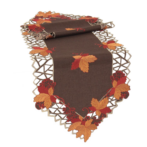 Harvest Hues Embroidered Cutwork Fall Table Runner by Xia Home Fashions
