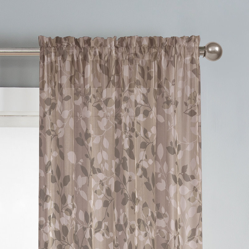 Window Elements Pinehurst Nature Floral Sheer Rod Pocket
