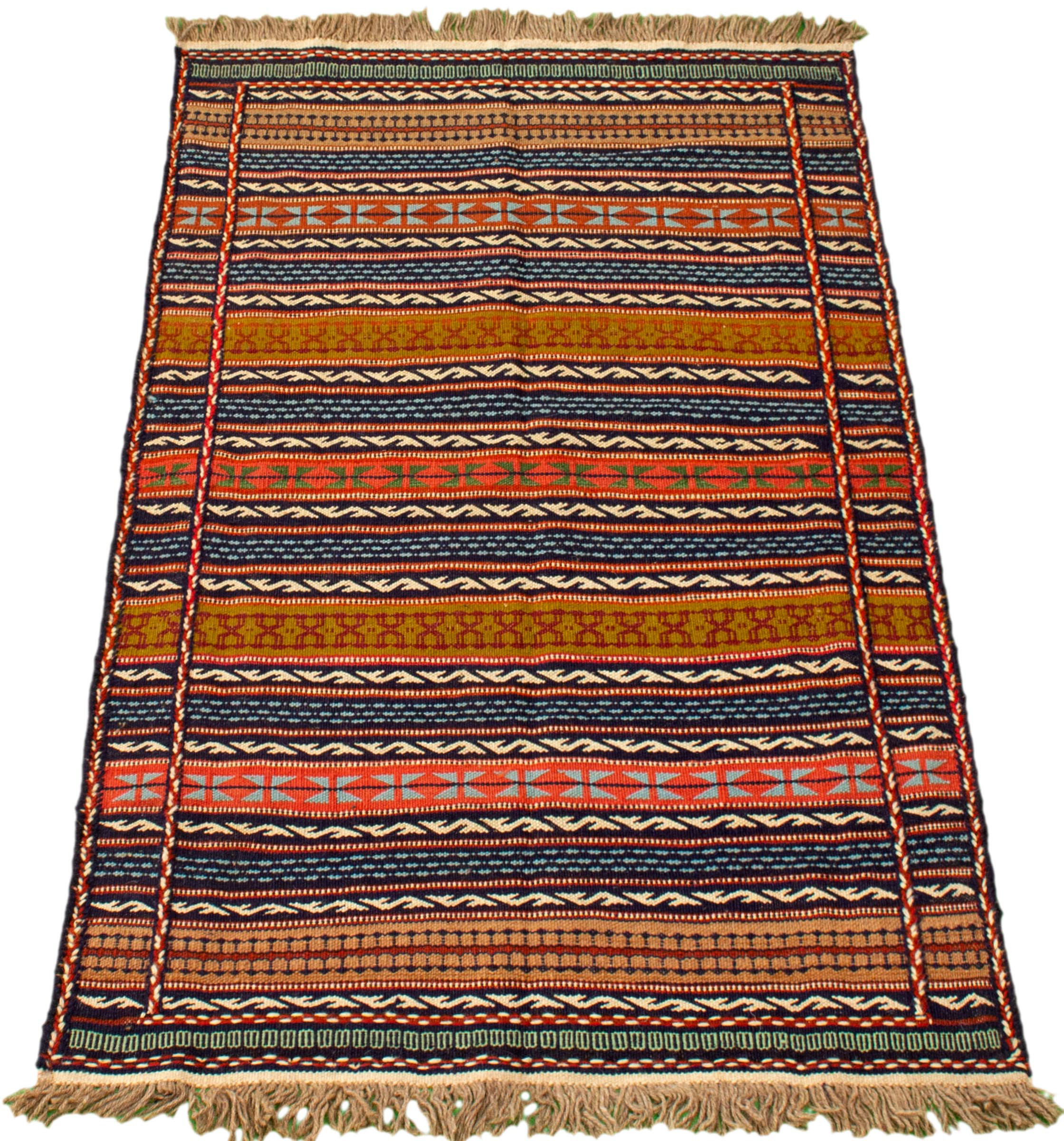 Foundry Select Wychwood Handmade Kilim Wool Dark Navy Brown Rug Wayfair