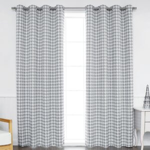 Houndstooth Check Geometric Blackout Grommet Thermal Curtain Panels (Set of 2)
