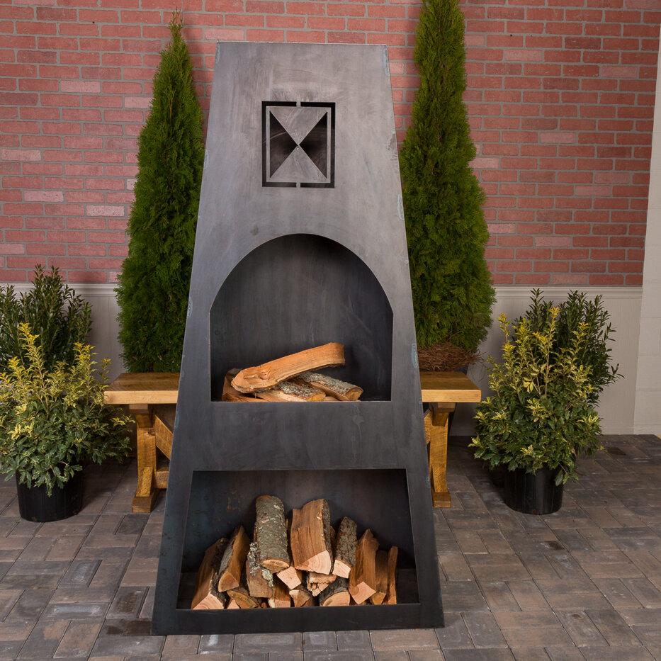 Terrace and Balcony Alpha Stoke Design Fire Barrel Corten steel & Stainless Steel L/XL This Robust Barrel is More Durable and Larger Than Most Fire Pits Perfect Fireplace for Garden