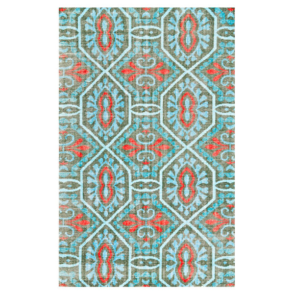 Rumi Hand Knotted Wool Paprika/Aqua Area Rug by Feizy Rugs