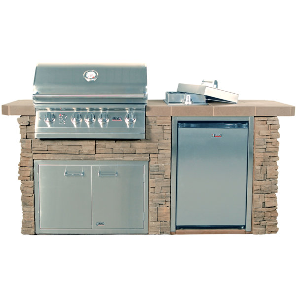 Sensational Q Brick 4-Burner Built-In Gas Grill with Side Shelves by Lion Premium Grills