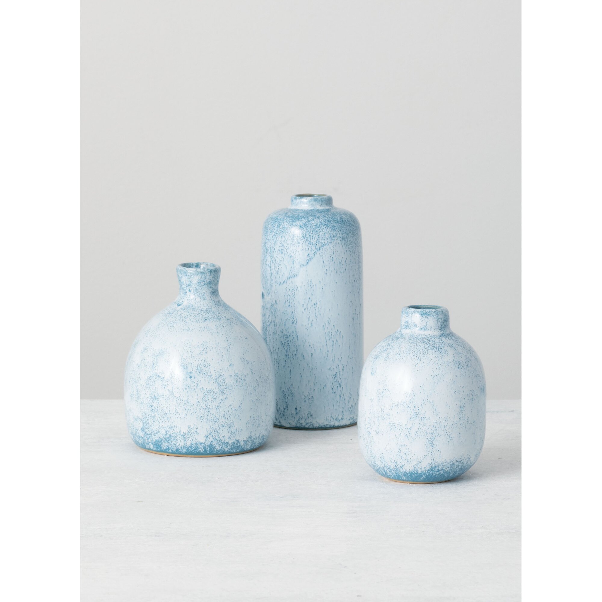 3 Piece Mona Blue Ceramic Table Vase Set