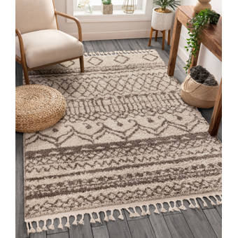 Bungalow Rose Scharf Power Loom Black Beige Gray Rug Wayfair