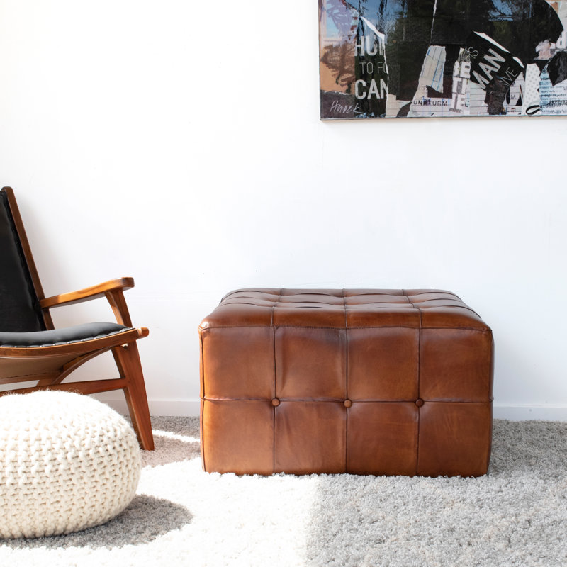 Guidi 27 5 Genuine Leather Tufted Square Cocktail Ottoman Allmodern