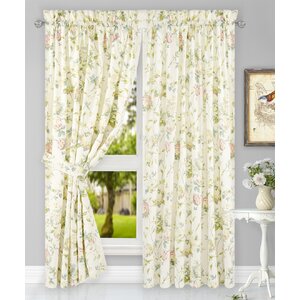 Kyra Hydrangea Tailored Nature / Floral Semi-Sheer Rod Pocket Curtain Panels (Set of 2)