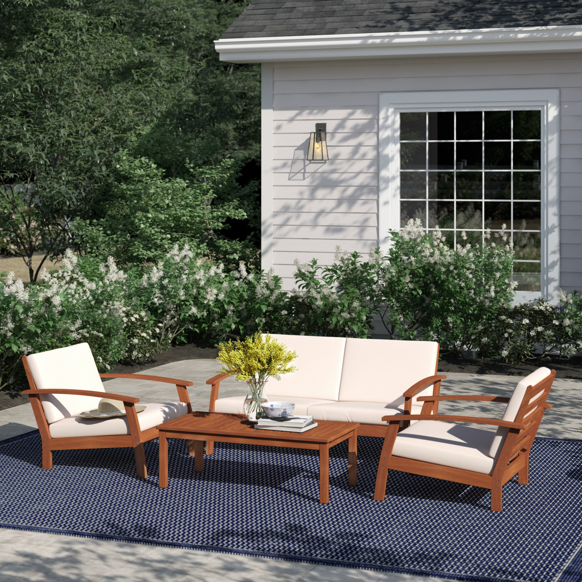 Kadyn Eucalyptus Solid Wood 4 Person Seating Group