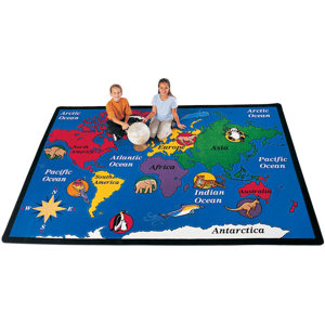 Geography Blue World Explorer Area Rug