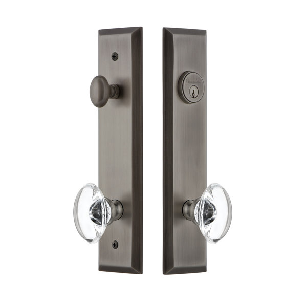 Fifth Avenue Tall Plate Single Cylinder One Piece Knobset with Provence Knob by Grandeur