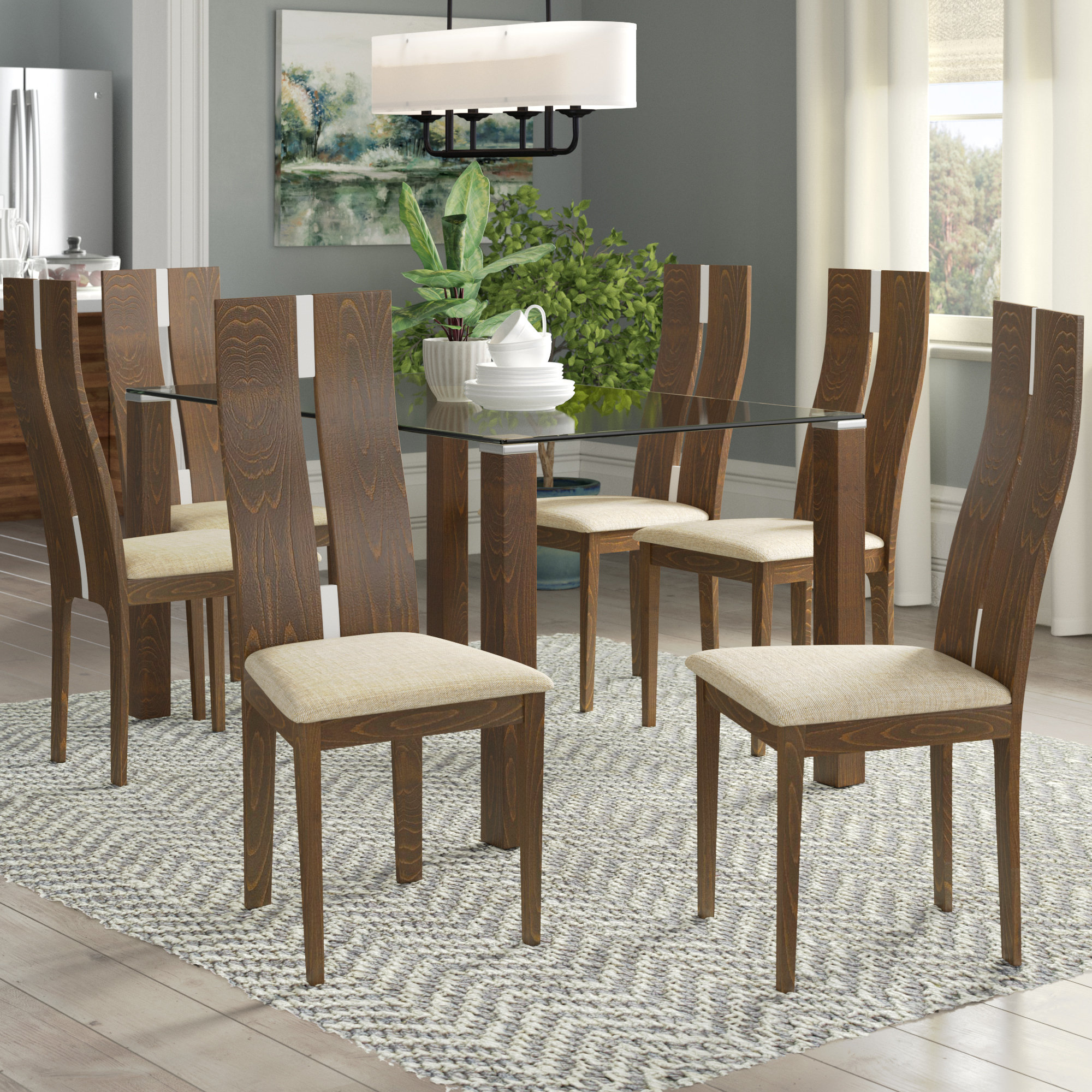 Three Posts Tusarora Dining Set With 6 Chairs Reviews Wayfair Co Uk