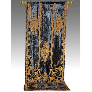 Tudor Appliquu00e9 Damask Blackout Thermal Rod pocket Single Curtain Panel