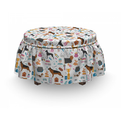 Healthcare Veterinary Cartoon Ottoman Slipcover East Urban Home