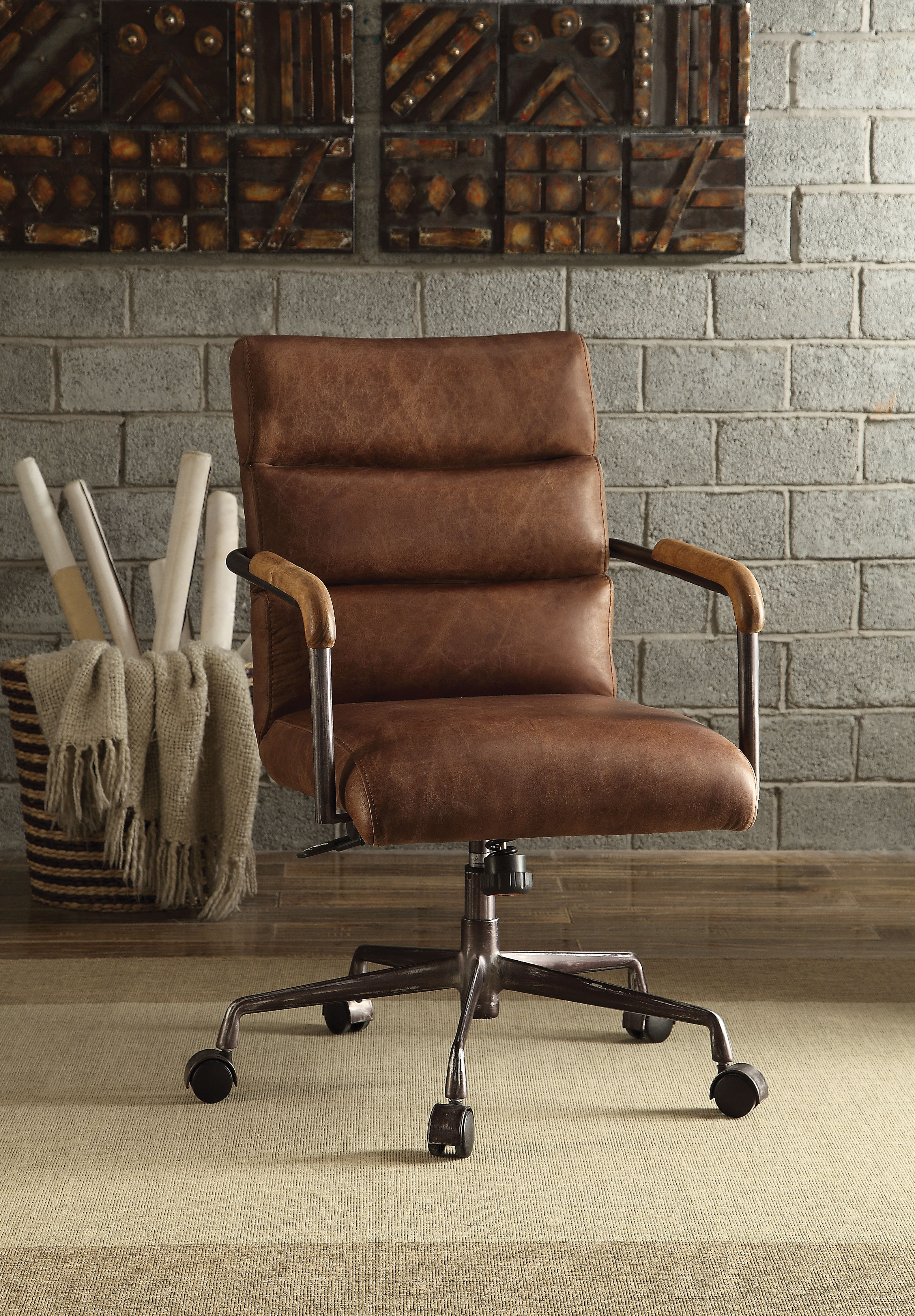 17 Stories Kingon Genuine Leather Executive Chair Wayfair Kingon Genuine Leather Executive Chair