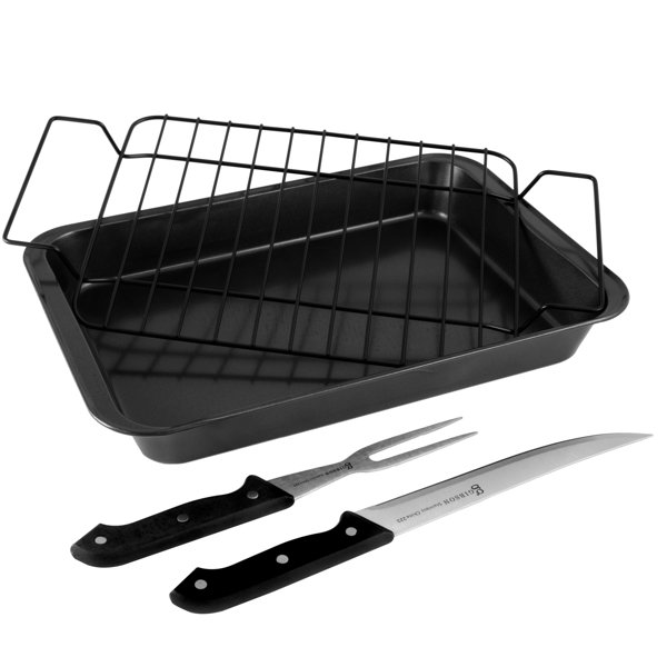 Reilly 9.5 4 Piece Non-Stick Carbon Steel Roasting Pan Set by Gibson| @ $27.99