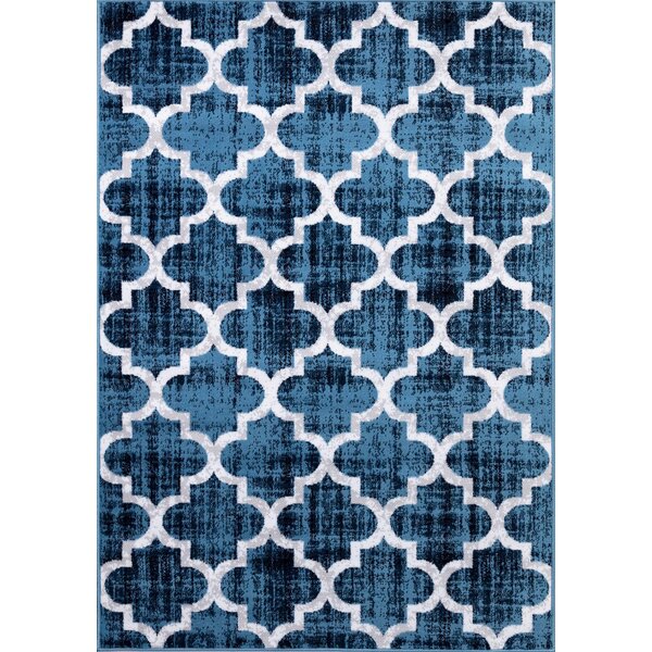 Lasher Blue/White Area Rug by Wrought Studio