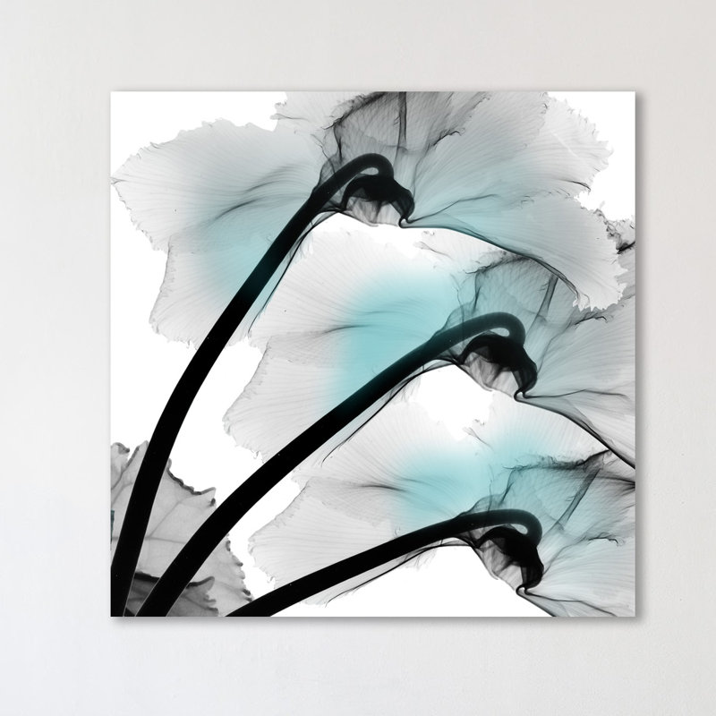 Ebern Designs Teal Luster Cyclamen Graphic Art Print On Wrapped