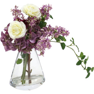 Waterlooku00ae Hydrangeas with Ranunculus in Glass Rocker Vase