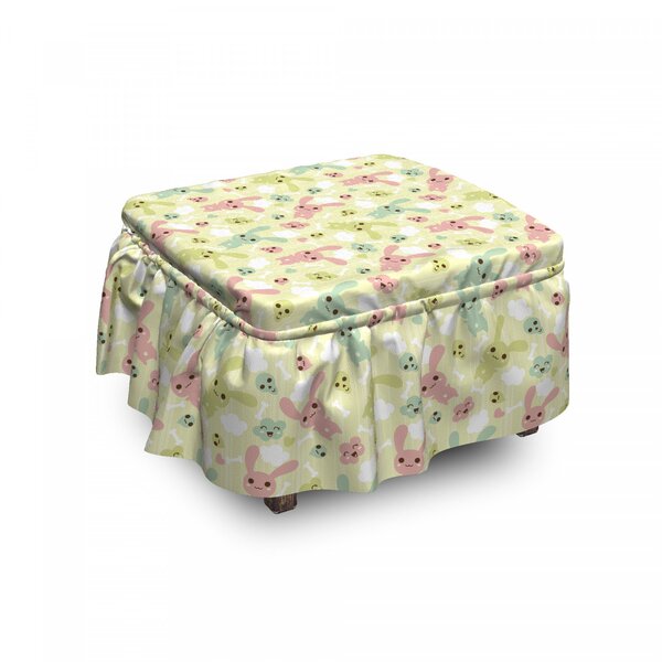 Bunnies Clouds And Bones Ottoman Slipcover (Set Of 2) By East Urban Home