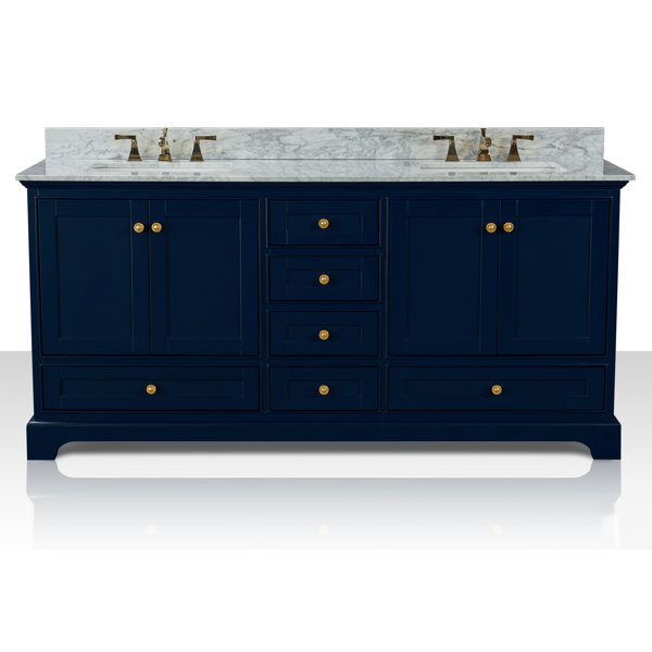 Audrey 72 Bath Vanity Set With Italian Carrara White Marble Italian Carrara White Marble
