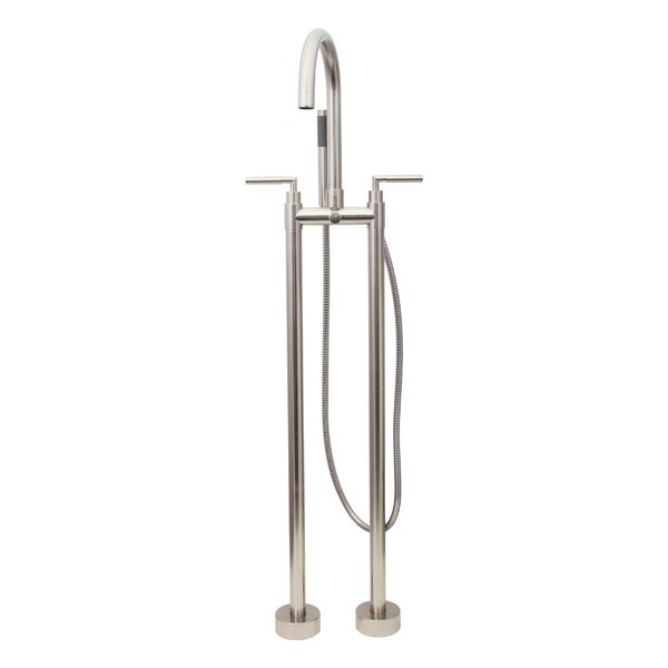 Double Handle Floor Mount Tub Filler with Hand Shower by Dyconn Faucet