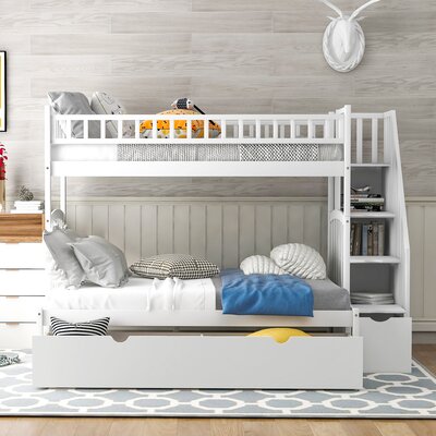 Arinze Twin Over Full Bunk Bed with 2 Drawers Harriet Bee Bed Frame Color: White