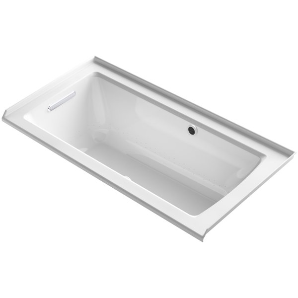 Archer Alcove BubbleMassage™ Air Bath with Tile Flange, Left-Hand Drain and Bask™ Heated Surface by Kohler