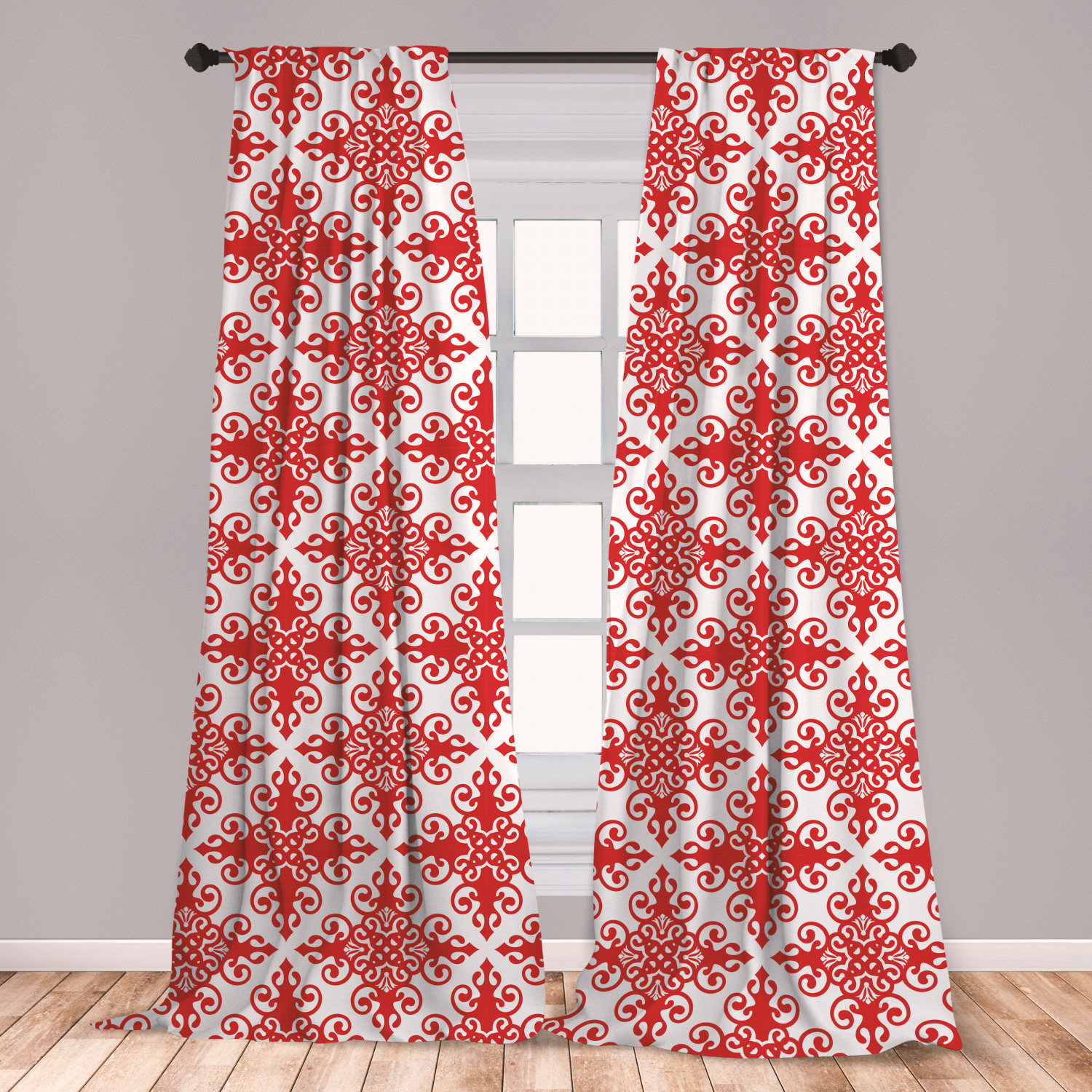 East Urban Home Ambesonne Red 2 Panel Curtain Set Western Style
