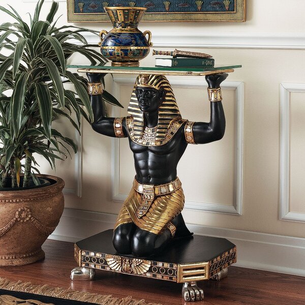 Servant To The Pharaoh Glass Topped Console Table By Design Toscano