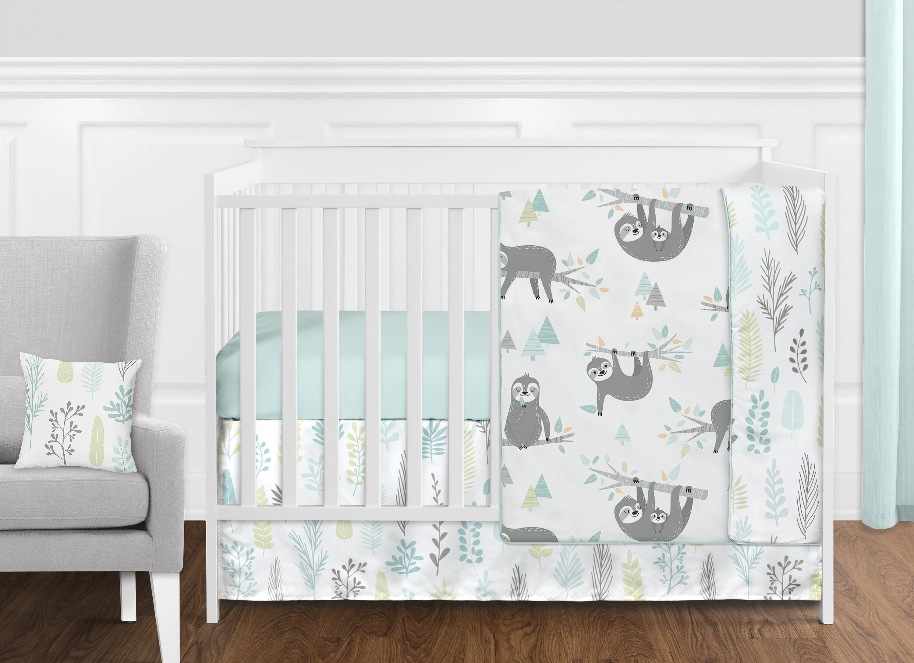 aqua crib bedding