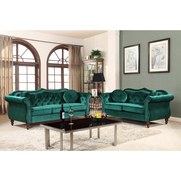 Carbon Classic Nailhead Chesterfield 2 Piece Livin