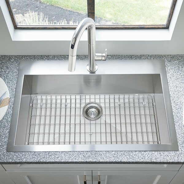 Edgewater 33 L x 22 W Dual Mount Drop-In Kitchen Sink with Grid and Drain by American Standard
