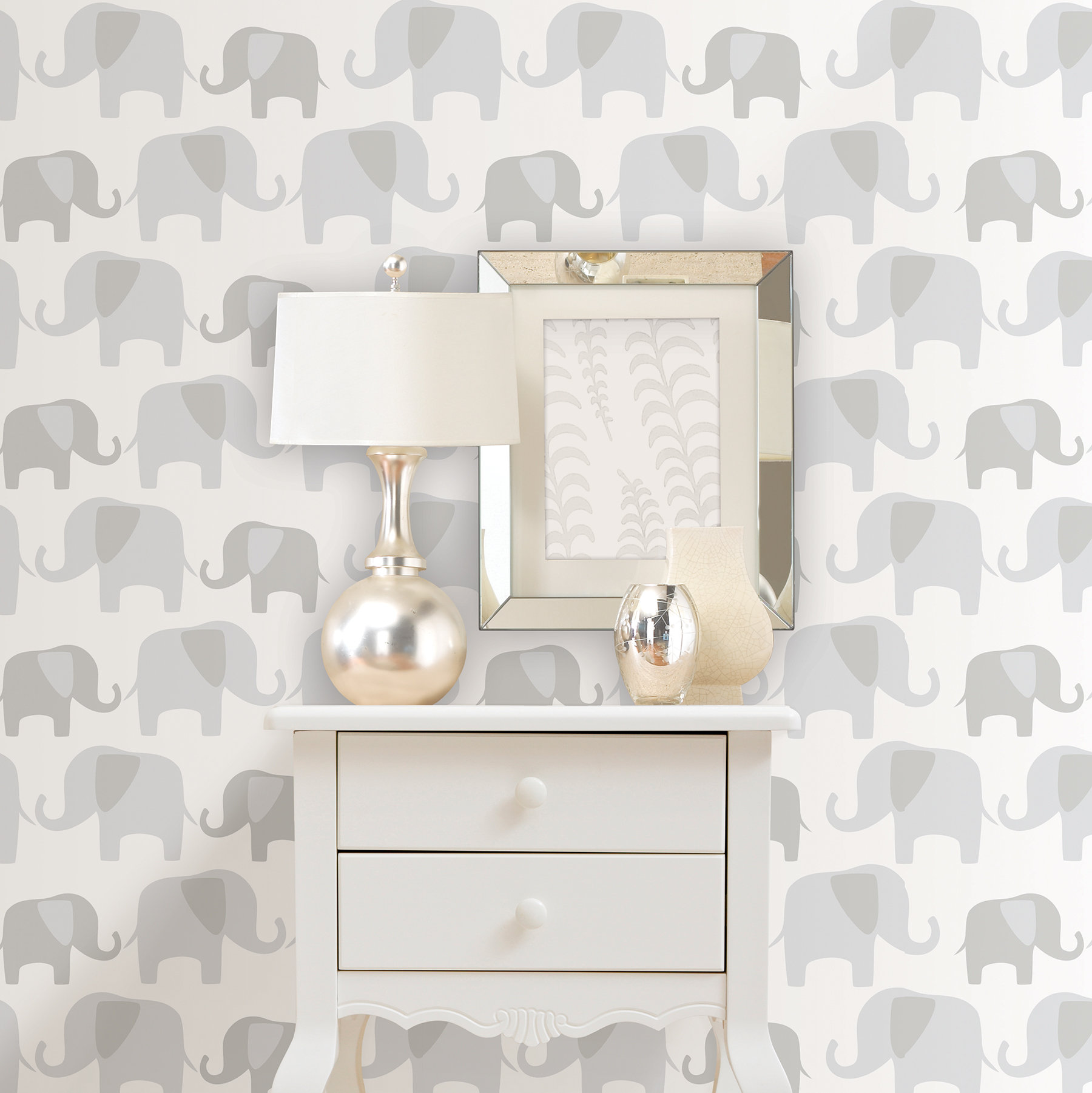World Menagerie Benn Gray Elephant Parade L And Stick Wallpaper Benn Gray Elephant Parade L
