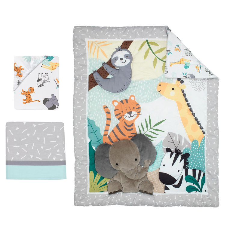 Bedtime Originals Mighty Jungle Animals 3 Piece Crib Bedding Set Wayfair