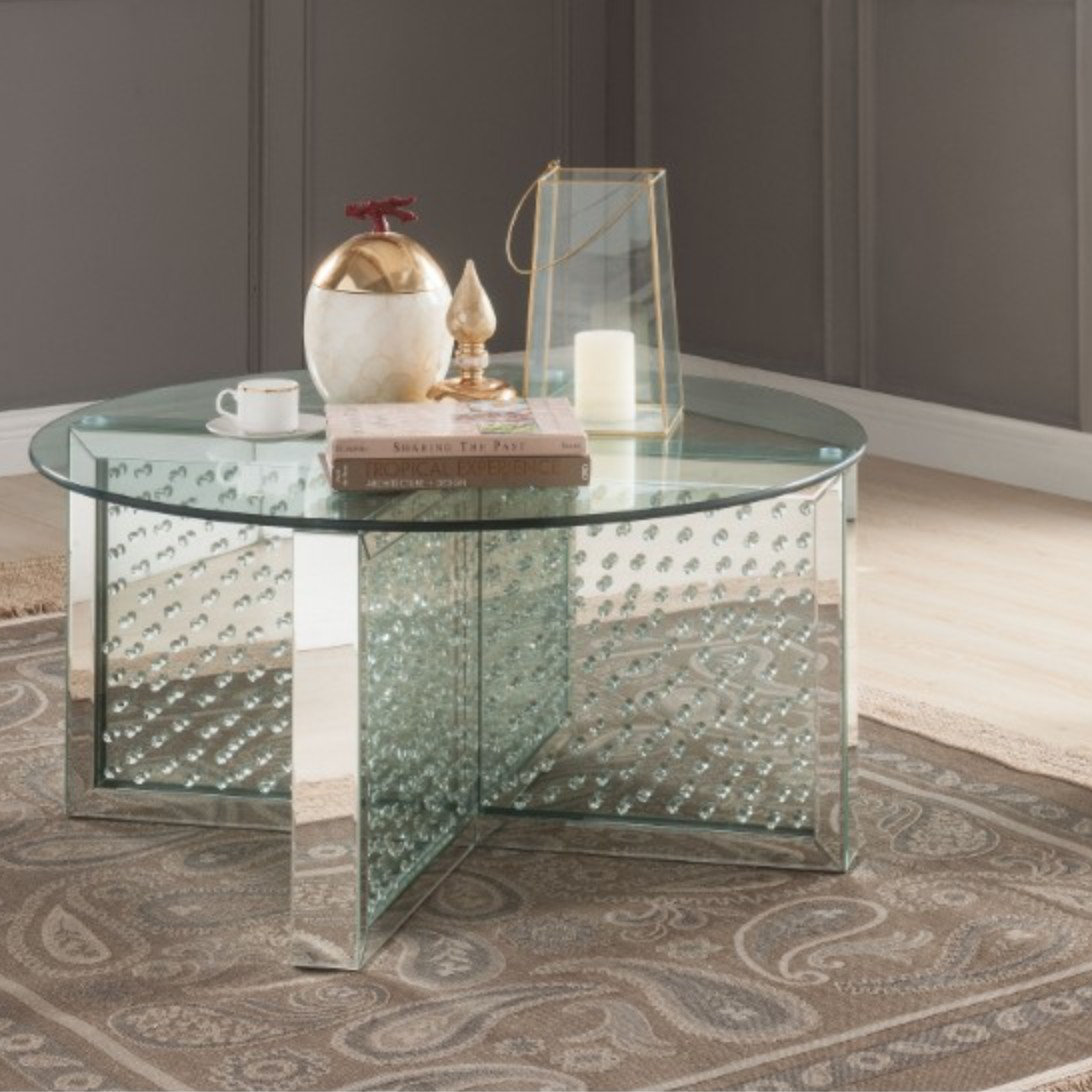 crystal glass coffee table