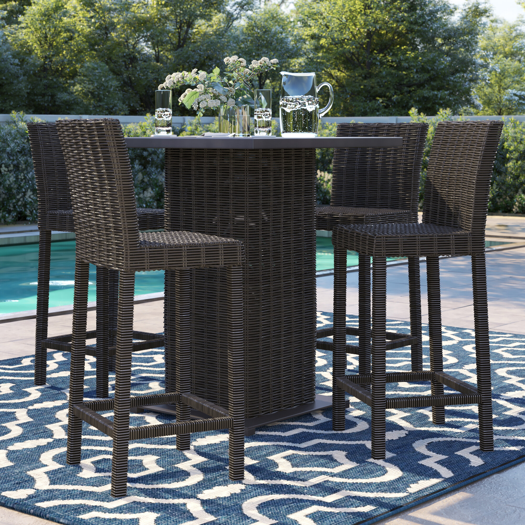 Sol 72 Outdoor Fairfield Square 4 Person 355 Long Bar Height Dining Set Reviews Wayfair
