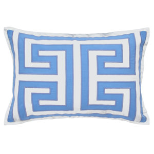 Chinoiserie Garden Greek Key Decorative Cotton Lumbar Pillow